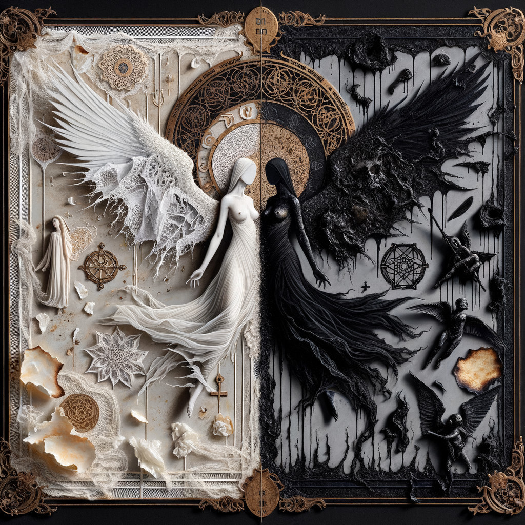 Contrasting Light and Dark Themes in Artwork