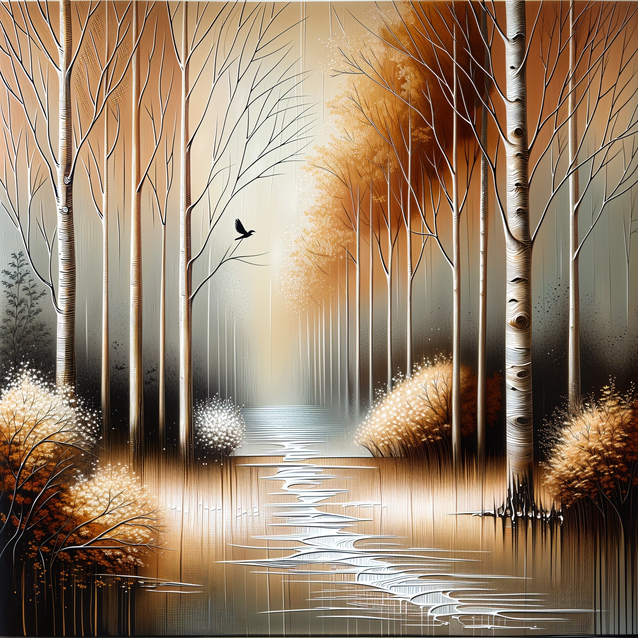 Serene Autumn Landscape with Trees and Mist