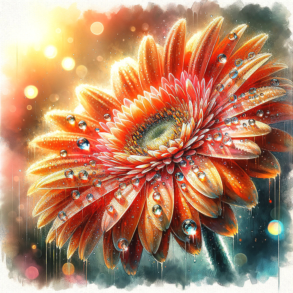 Vibrant Orange Flower with Water Droplets and Bokeh Background