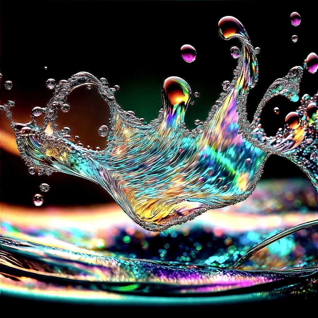 Vibrant Water Splash with Colorful Droplets and Textures