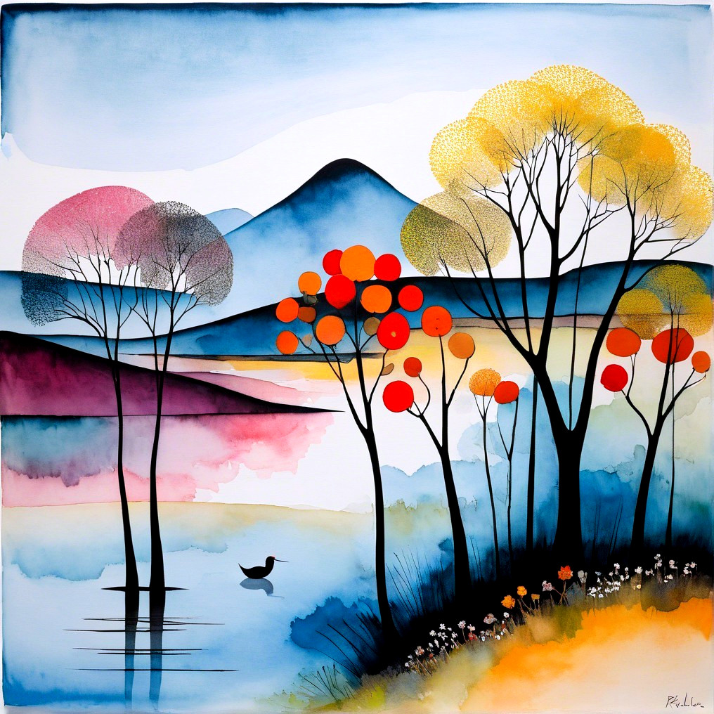 Serene Autumn Landscape with Colorful Foliage and Water