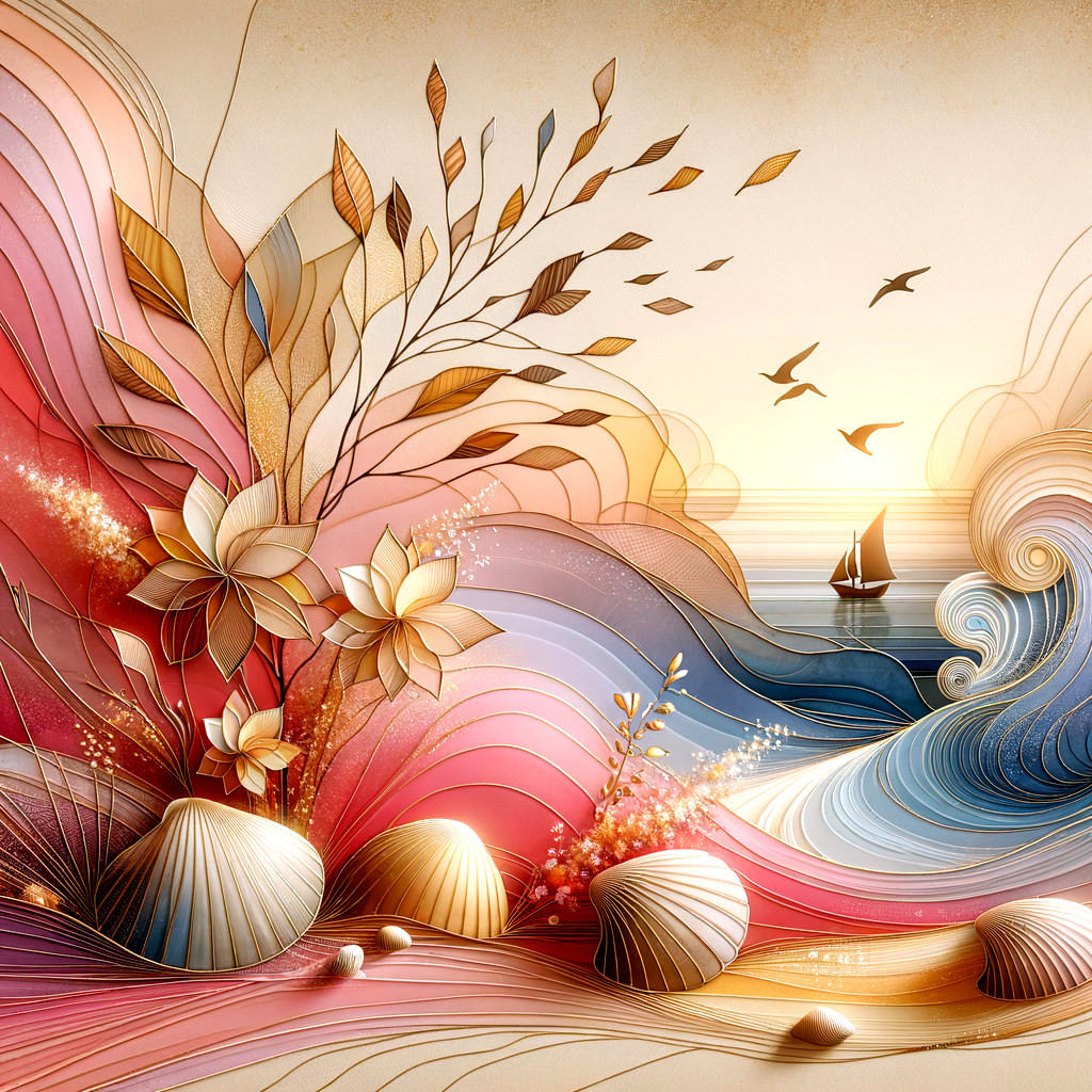 Vibrant Abstract Coastal Landscape at Sunset