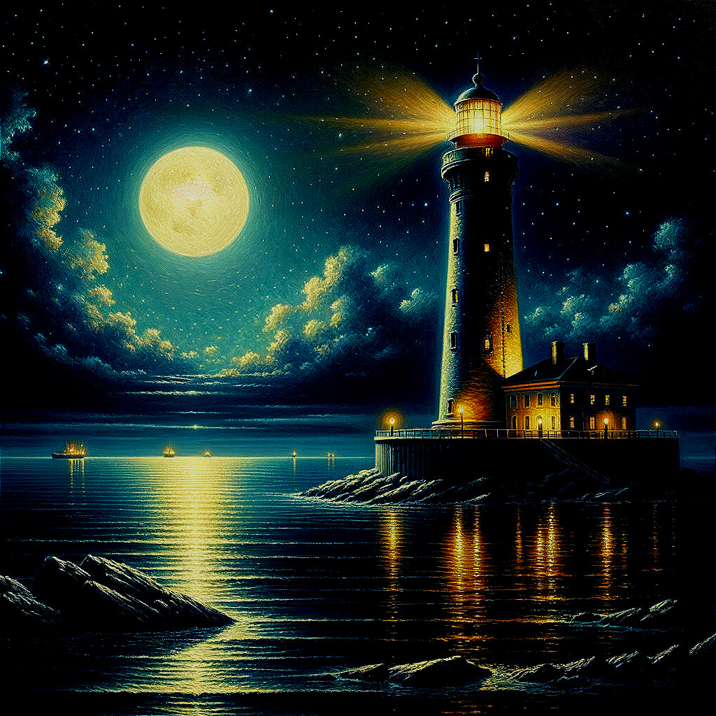 Moonlit Beacon: Lighthouse Glow