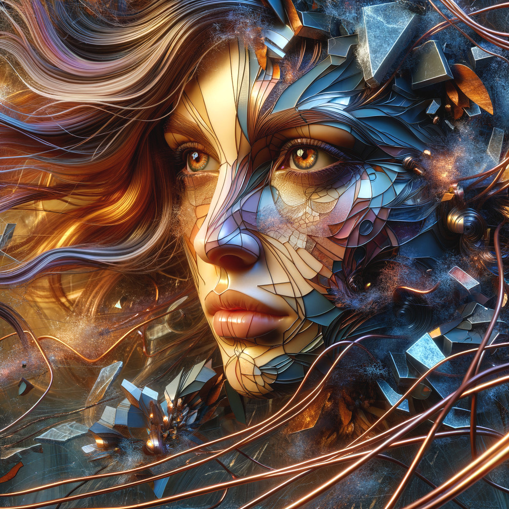 Artistic portrayal of a woman's face with geometry