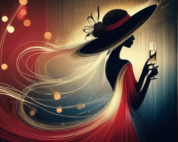 Elegant Silhouette of Woman in Dreamy Celebration