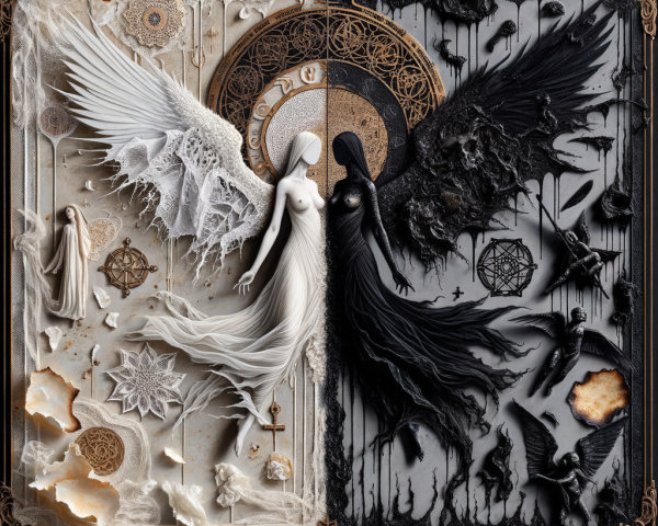 Contrasting Light and Dark Themes in Artwork