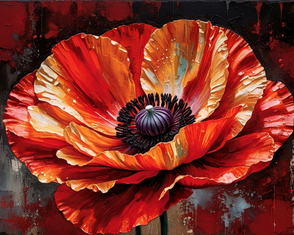 Vibrant Poppy Flower with Bold Colors and Textures