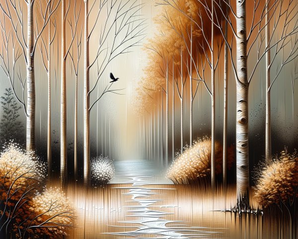 Serene Autumn Landscape with Trees and Mist