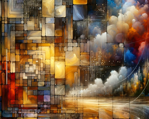 Vibrant Abstract Composition of Geometric Shapes and Colors