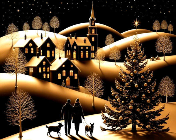 Detailed Digital Matte Painting of Christmas Eve Landscape