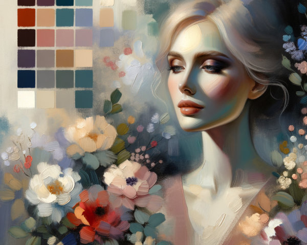 Portrait of a Woman Amidst Vibrant Flowers