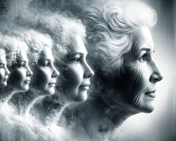 Monochromatic Artwork of Woman's Aging Process