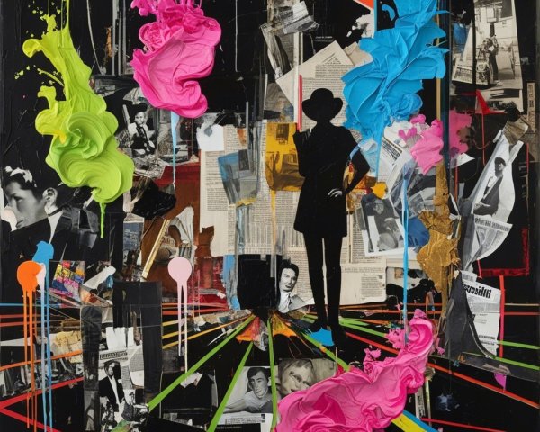 Dynamic Collage with Vibrant Colors and Textures