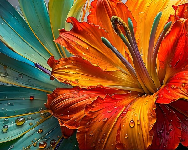 Vibrant Floral Artwork with Detailed Petals and Colors