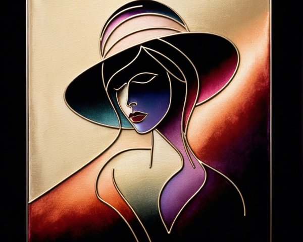Abstract Portrait of a Woman with Elegant Hat