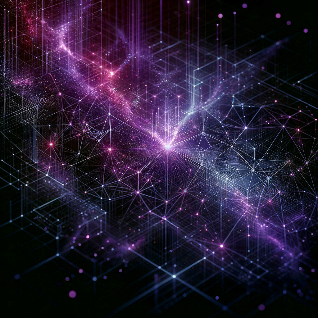 Vibrant Cosmic Digital Artwork with Geometric Patterns
