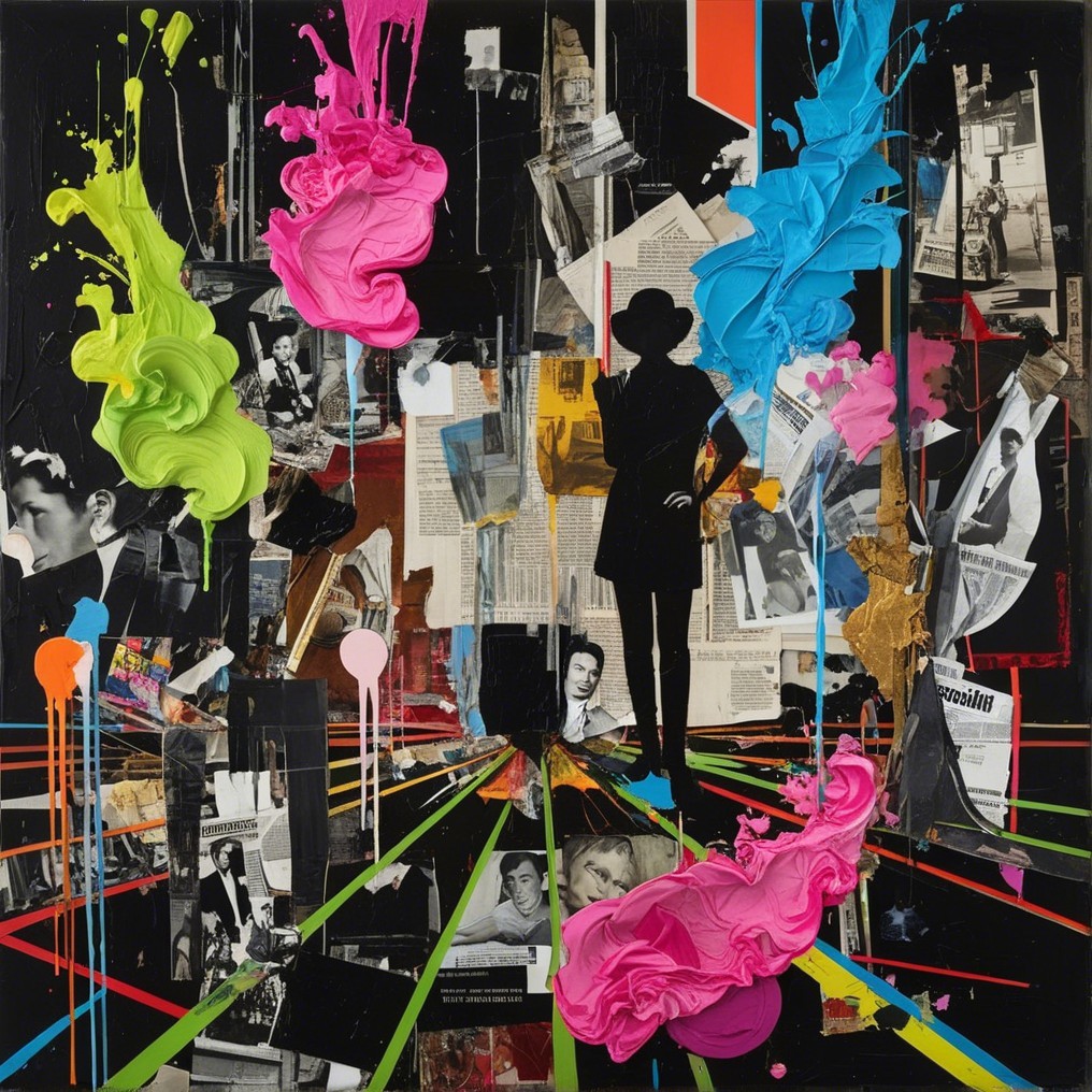Dynamic Collage with Vibrant Colors and Textures
