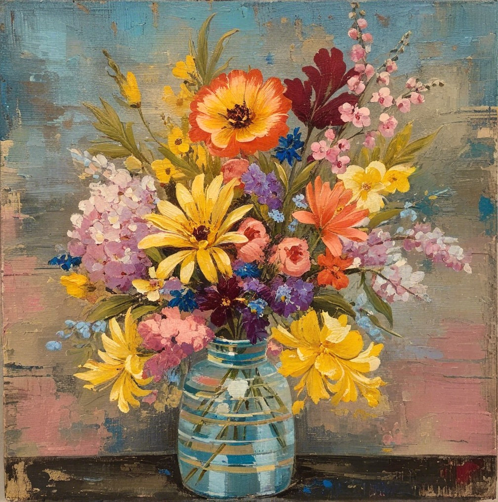 Vibrant Bouquet of Assorted Flowers in Clear Vase