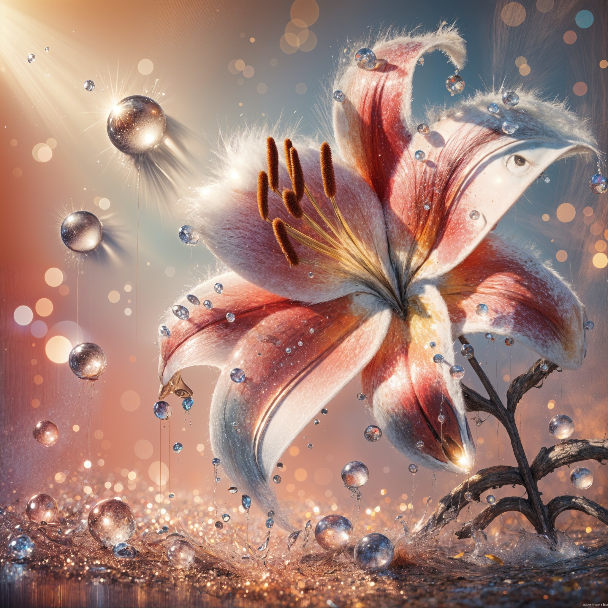 Vibrant Lily Flower with Ethereal Bokeh Background