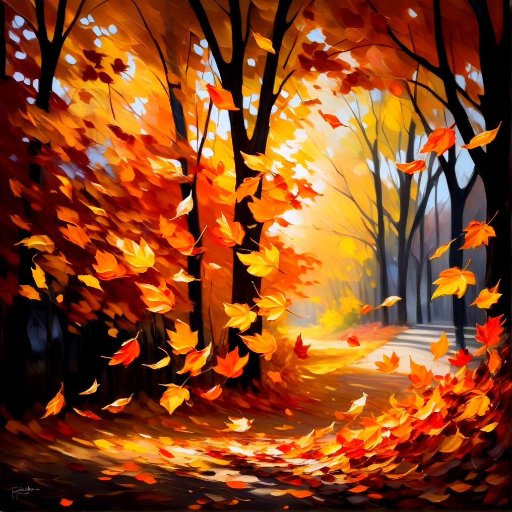 Vibrant Autumn Scene with Colorful Trees and Path