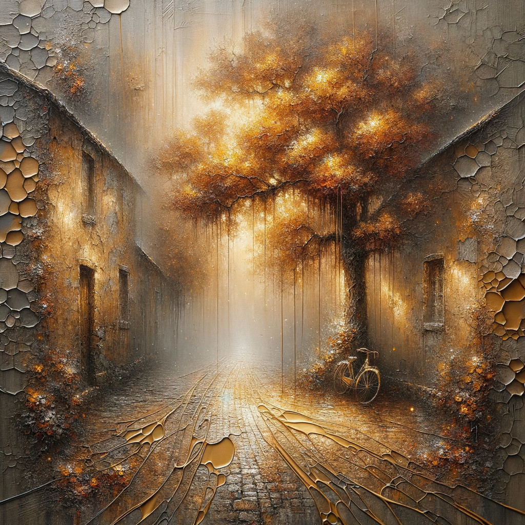 Autumn Scene with Golden Leaves and Vintage Bicycle