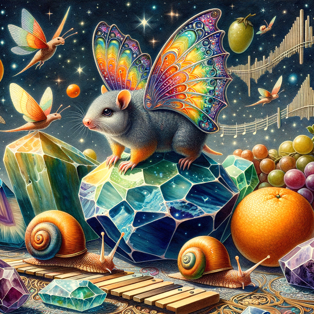 Whimsical Mouse with Butterfly Wings in Cosmic Scene