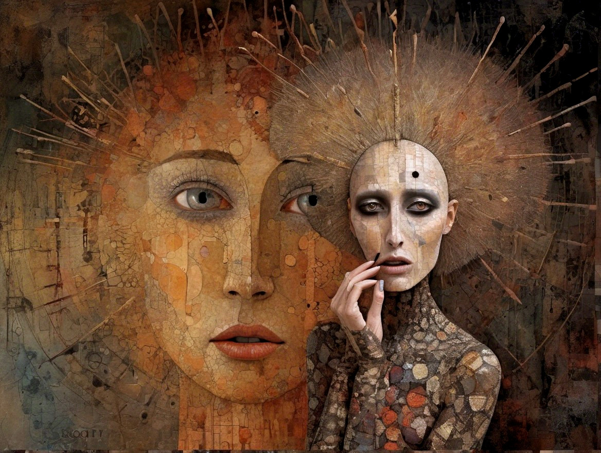 Surreal Artistic Depiction of a Woman with Patterns