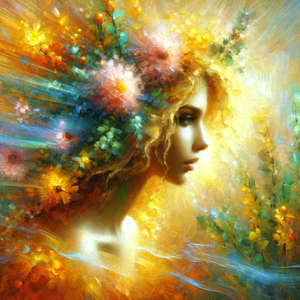 Vibrant Portrait of a Woman Amid Colorful Flowers