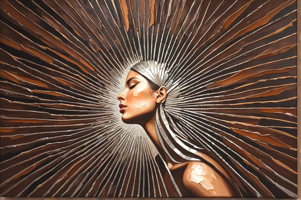 Profile Portrait of a Woman with Radiant Sunrays