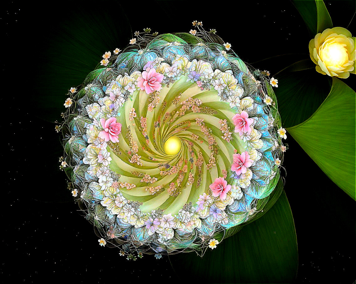 Intricate Spiral Design of Leaves and Petals