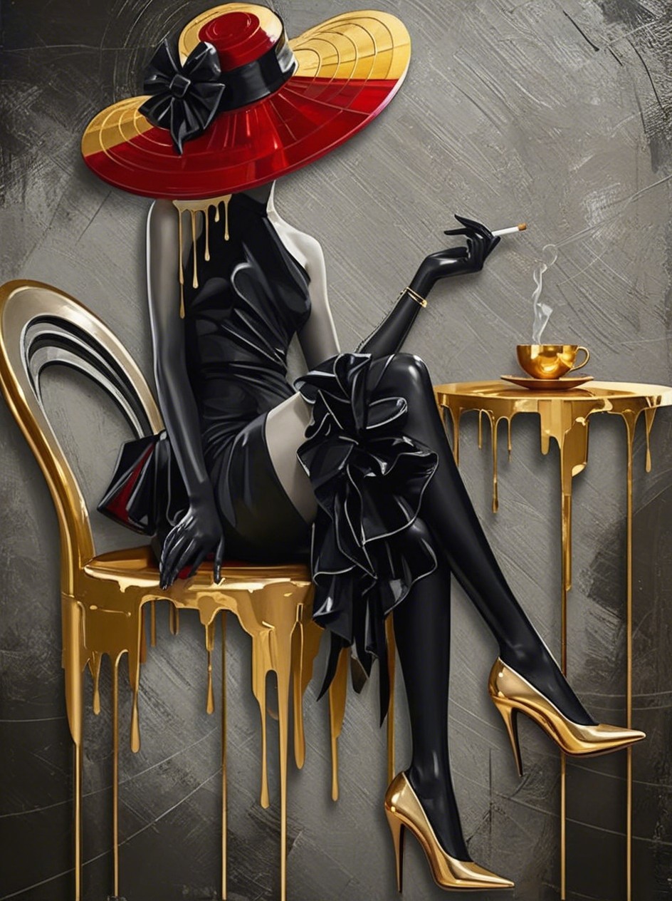 Close-Up Abstract Digital Painting of Headless Woman