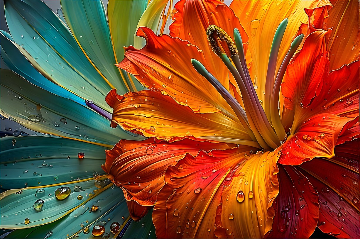 Vibrant Floral Artwork with Detailed Petals and Colors