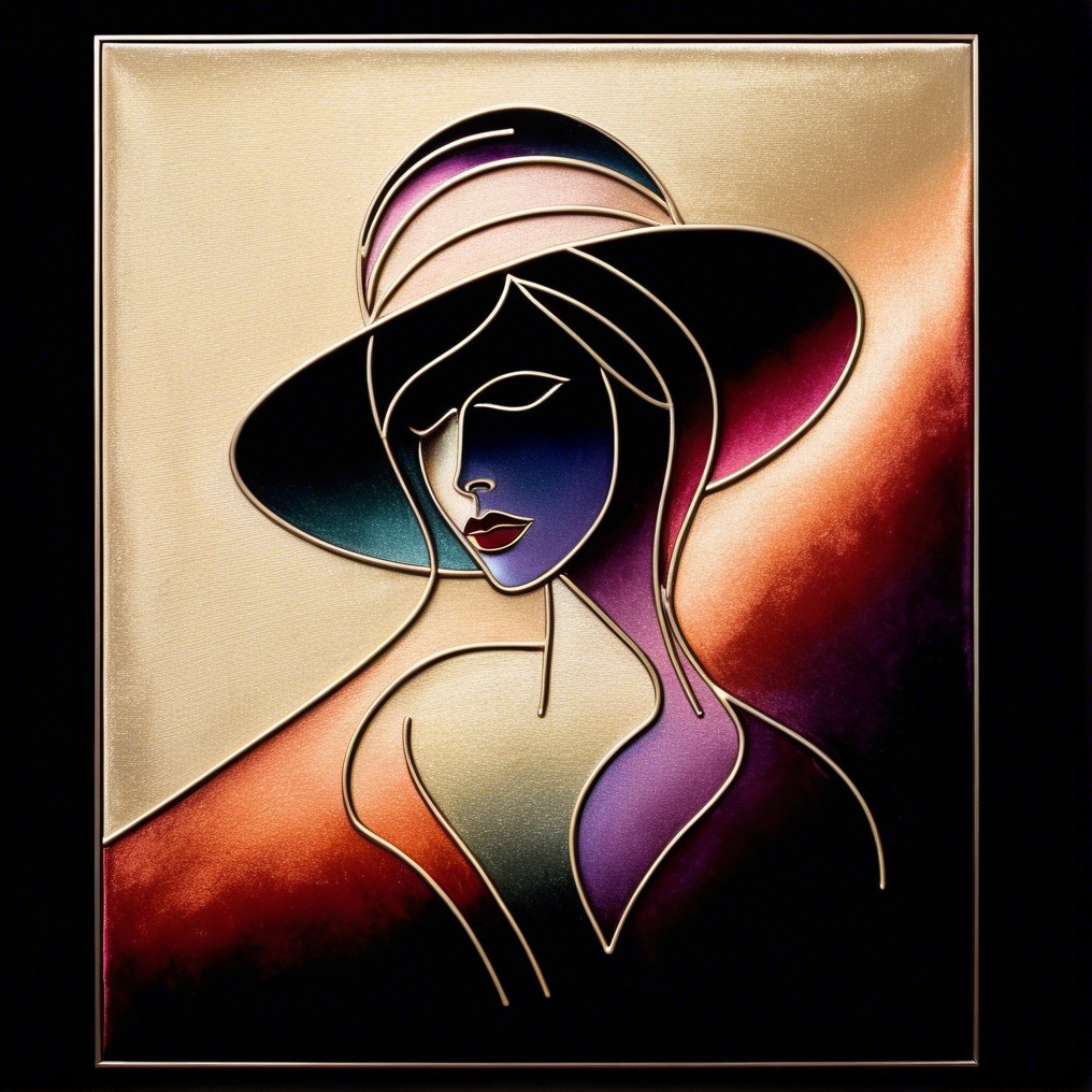 Abstract Portrait of a Woman with Elegant Hat