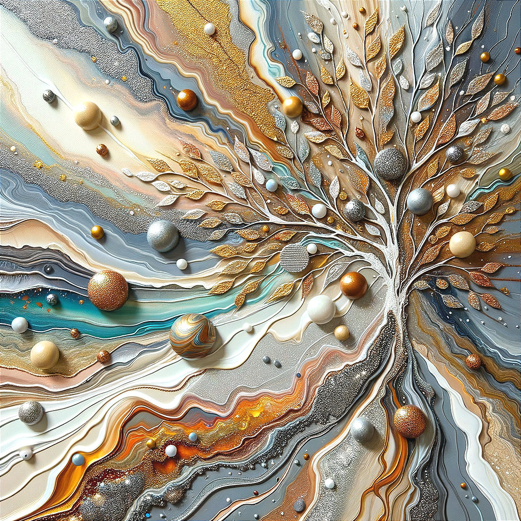 Textured Tree with Colorful Abstract Background