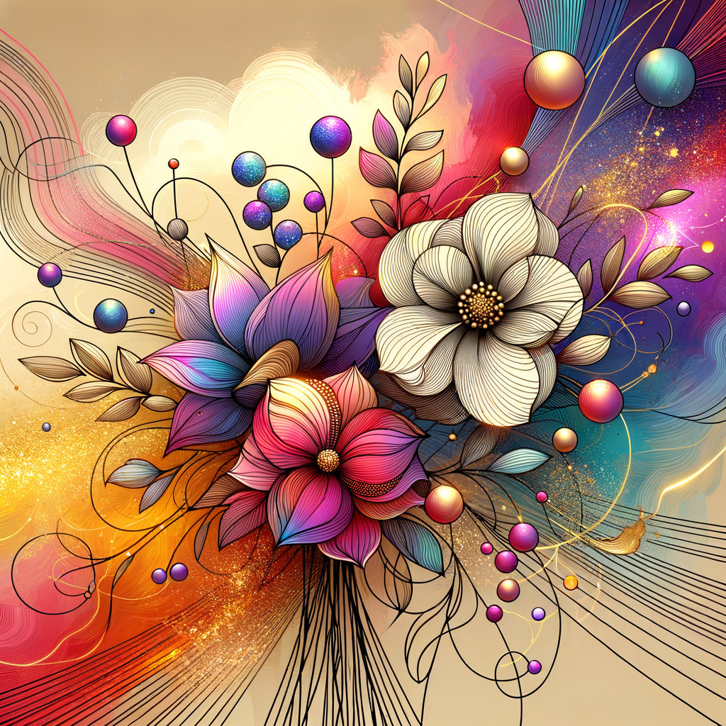 Vibrant Abstract Floral Composition with Colorful Details