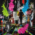 Dynamic Collage with Vibrant Colors and Textures
