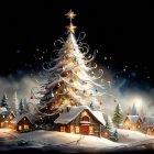 Enchanted Christmas Village in Digital Painting Style