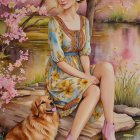 Elegant Portrait of a Woman with Floral Elements