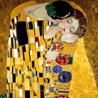 Couple Embracing in Passionate Kiss with Colorful Robes