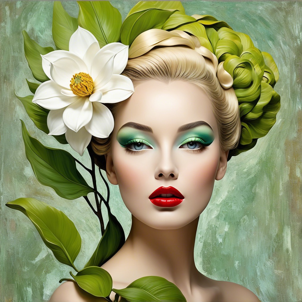 Portrait of a Woman with Braided Hair and Floral Accents