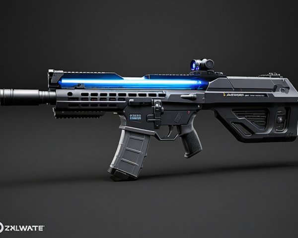 Modern Sci-Fi Rifle with Blue Illumination and Scope