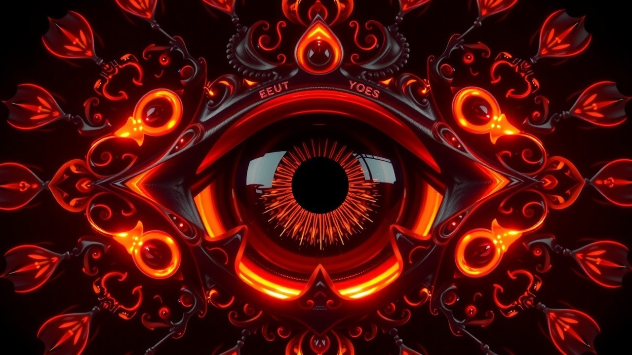 Stylized Eye Surrounded by Intricate Floral Patterns