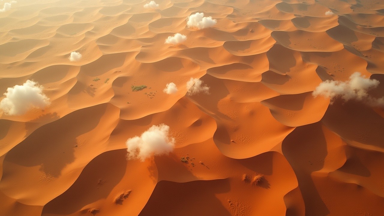 Aerial View of Expansive Sand Dunes and Vegetation