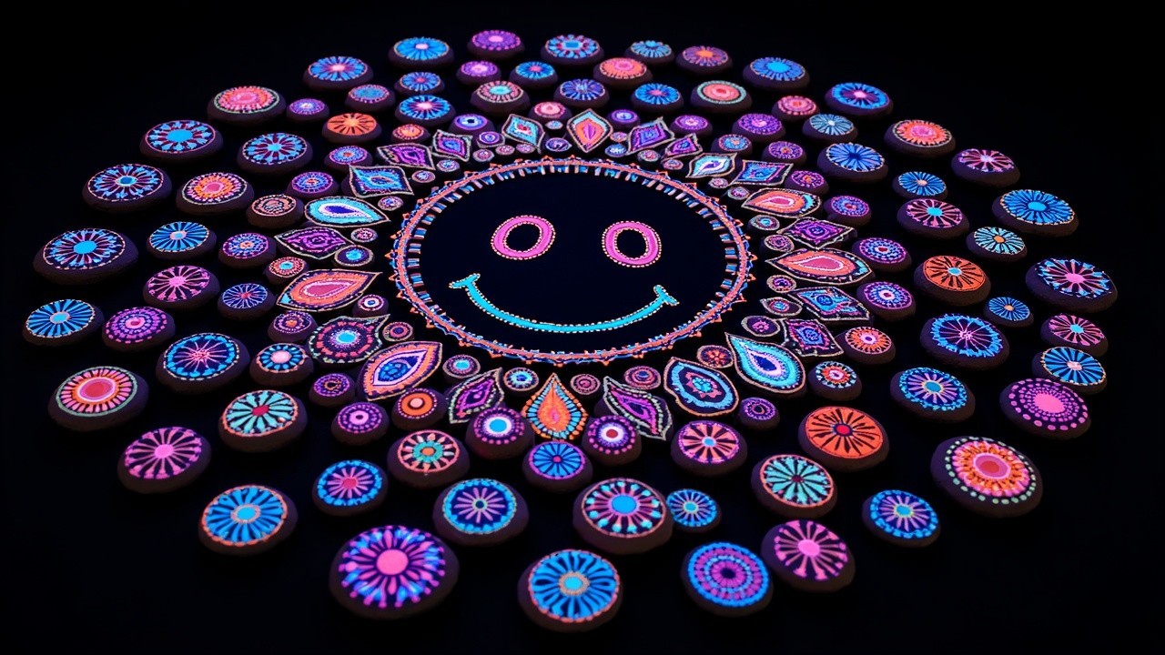 Vibrant Painted Stones with Cheerful Designs