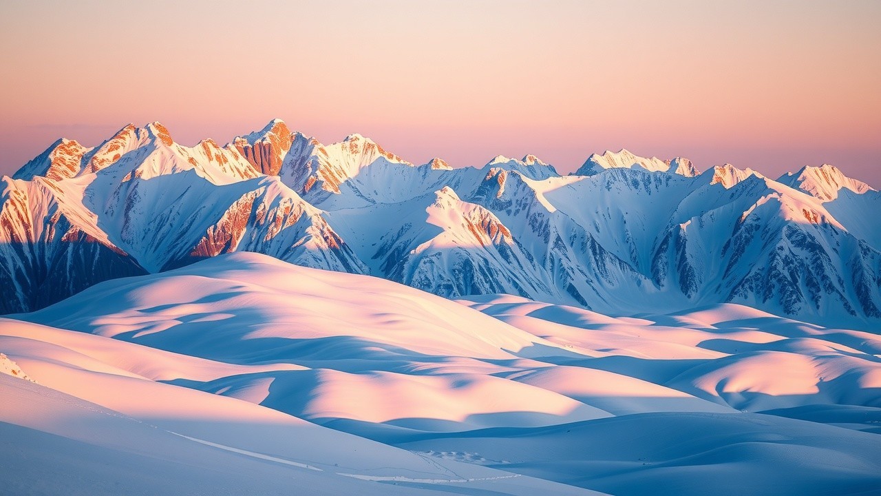 Majestic Snow-Capped Mountains at Sunset