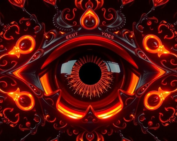 Stylized Eye Surrounded by Intricate Floral Patterns
