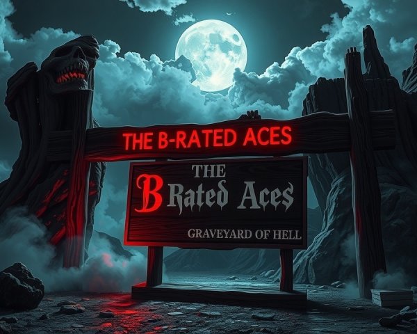 Eerie Landscape with Sinister Sign in Moonlight