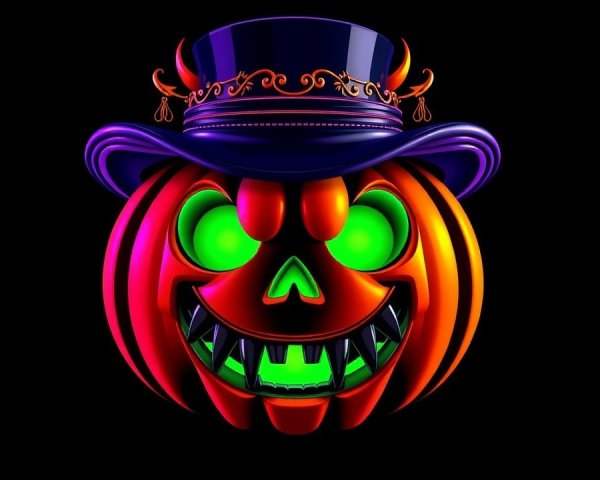 Vibrant Pumpkin Head with Top Hat for Halloween Theme