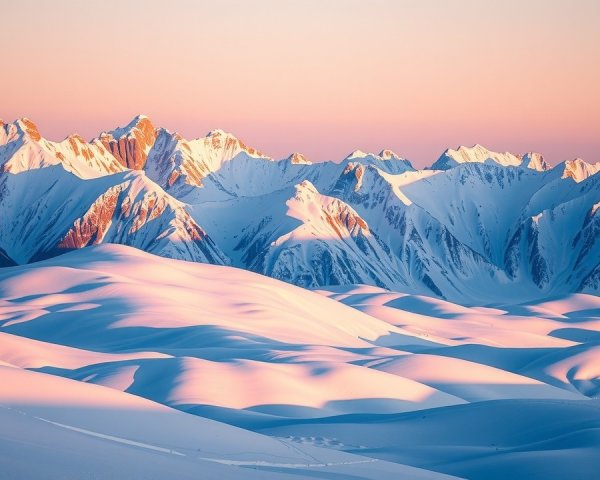 Majestic Snow-Capped Mountains at Sunset