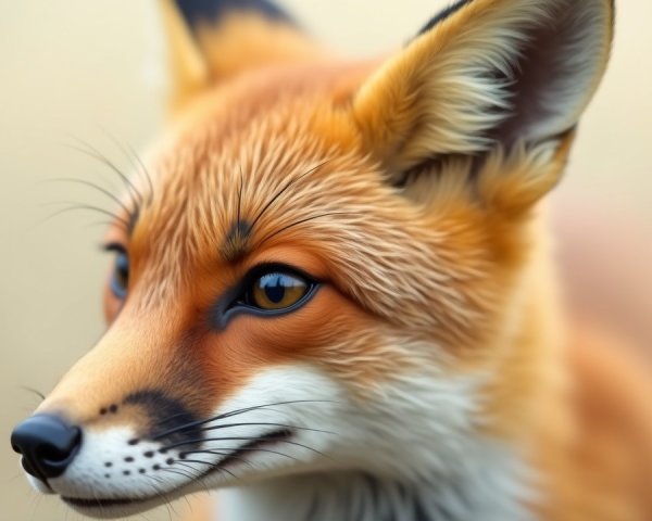 Close-Up of a Fox with Orange Fur and Amber Eyes